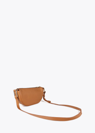 Small half-moon crossbody bag with oval logo