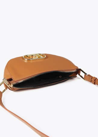 Small half-moon crossbody bag with oval logo
