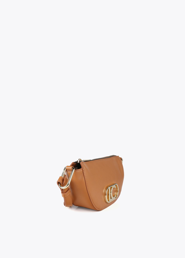 Small half-moon crossbody bag with oval logo