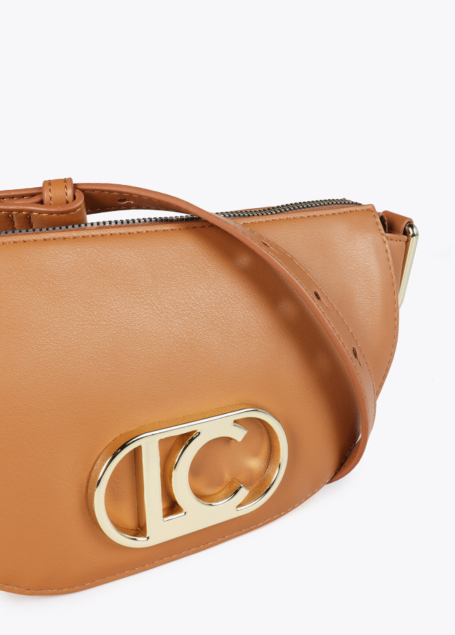 Small half-moon crossbody bag with oval logo