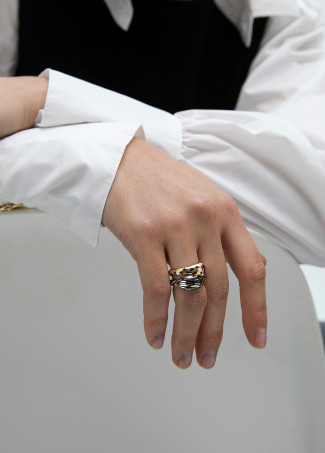 Pack of two-tone animal print rings