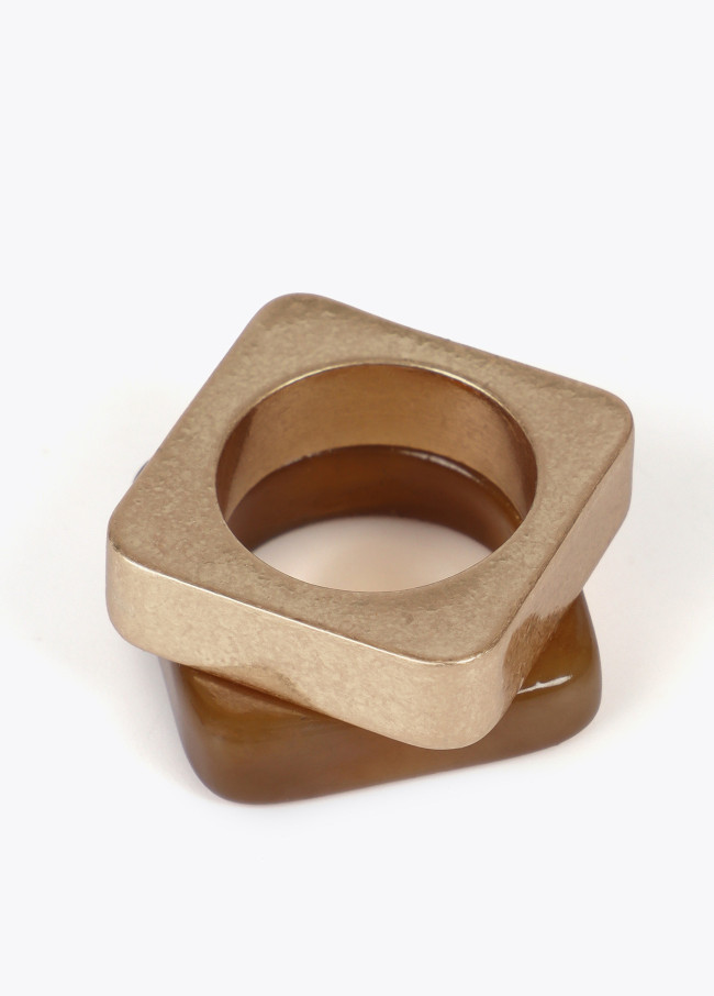 Set Anelli Quadrati Bicolore