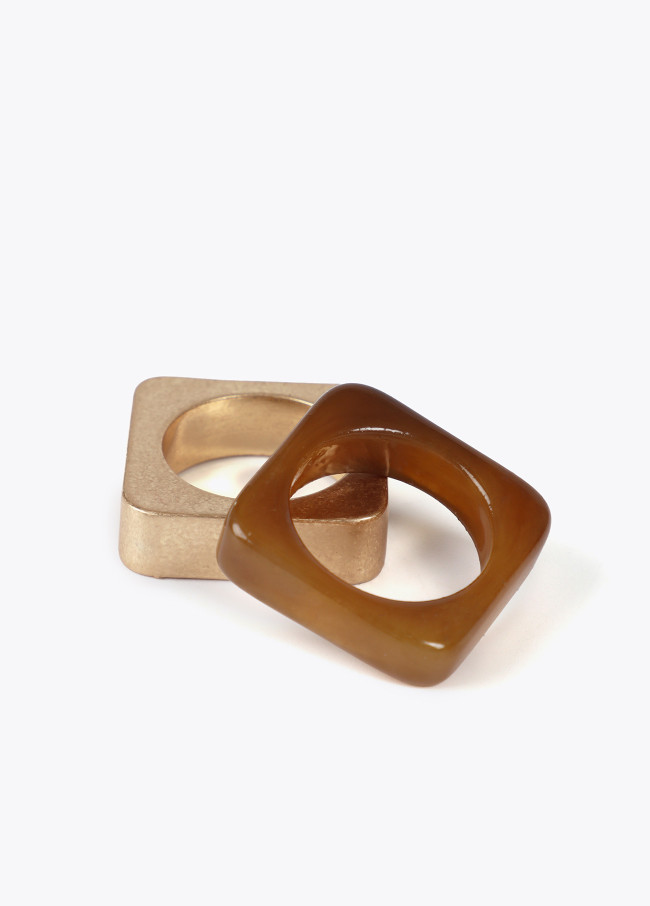 Pack anillos cuadrados bicolor