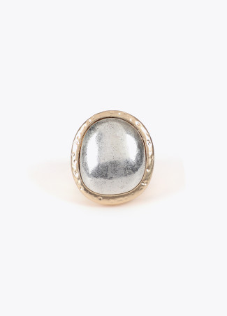 Anello Bicolore con Texture Centrale