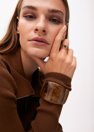 Anello triplo effetto pietra naturale