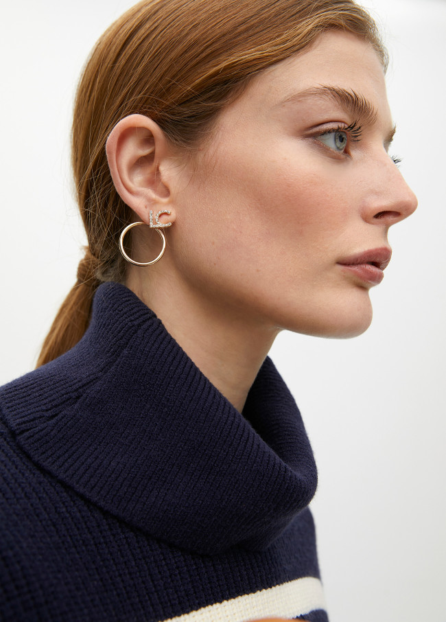 LC front hoop earrings with jewel