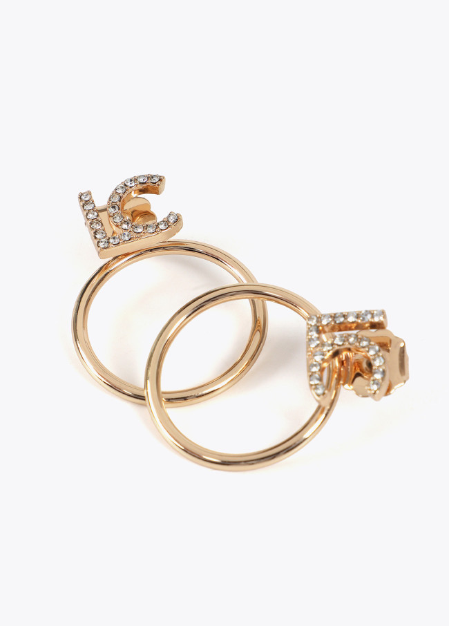 Hoop earrings with front rhinestone LC