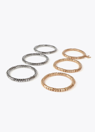 Pack of two-tone metal-effect stretch bracelets