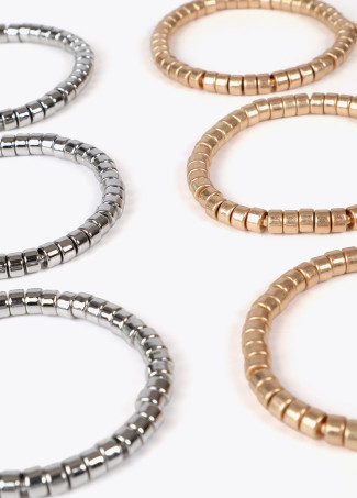 Pack of two-tone metal-effect stretch bracelets