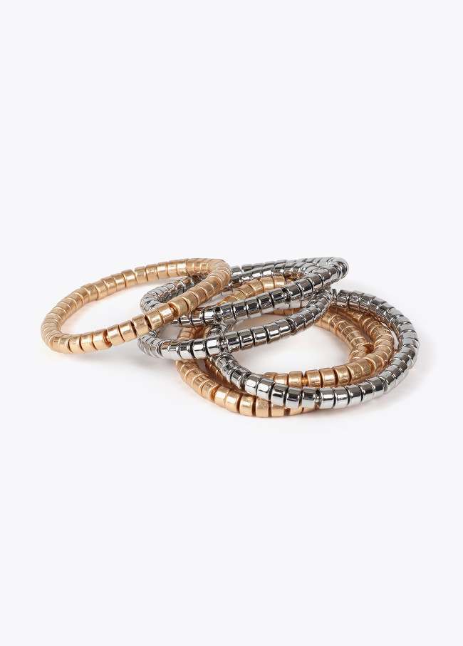 Pack pulseras elasticas efecto metal bicolor