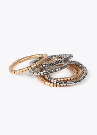 Pack of two-tone metal-effect stretch bracelets