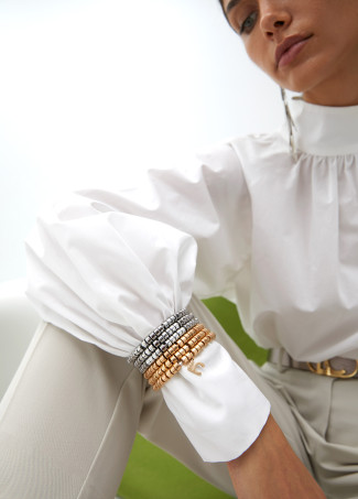 Pack of two-tone metal-effect stretch bracelets