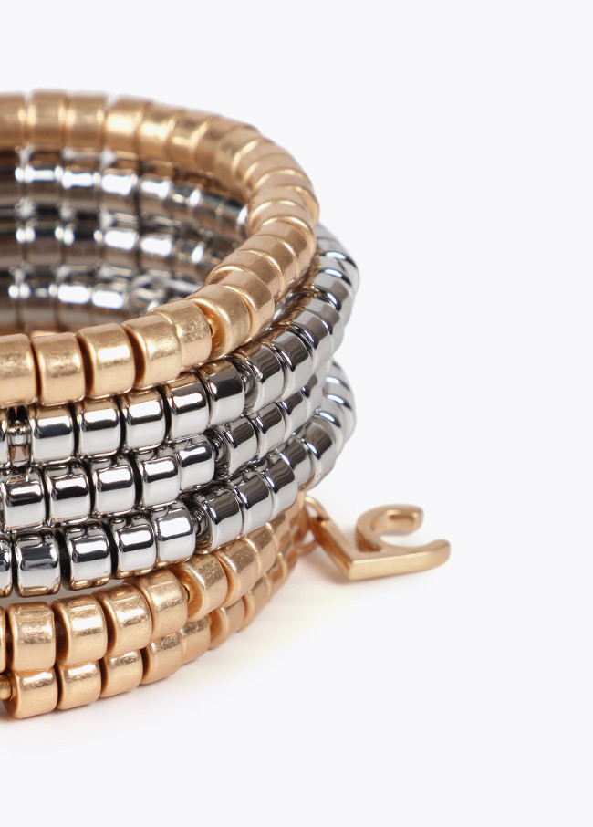 Pack of two-tone metal-effect stretch bracelets