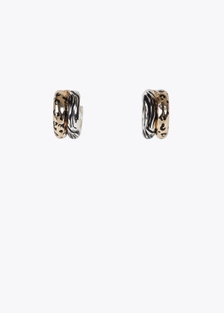 Two-tone animal print double hoop earrings