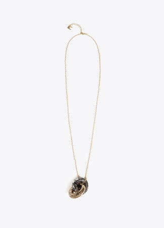 Long two-tone animal print necklace with knot