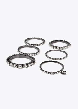 Set elastische Armbänder mit Schmuck- und Perleneffekt