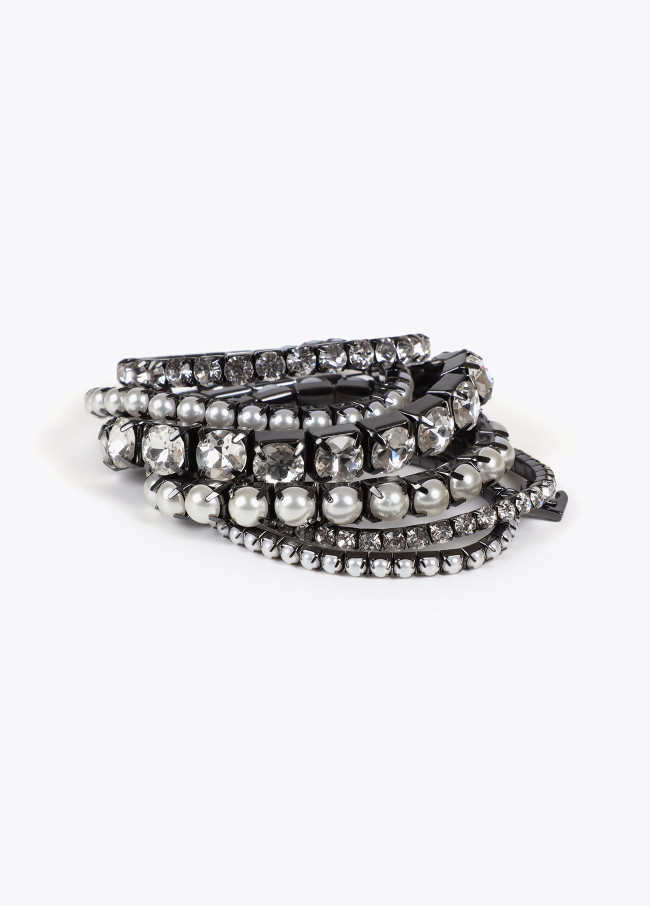 Pack of rhinestone and faux pearl stretch...