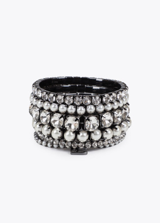 Set elastische Armbänder mit Schmuck- und Perleneffekt