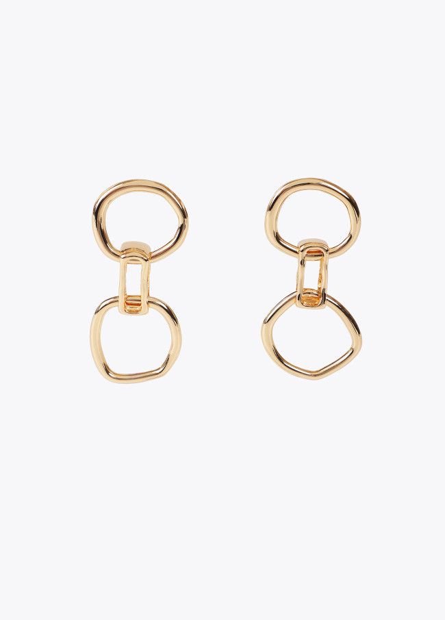 Rounded double chain link earrings