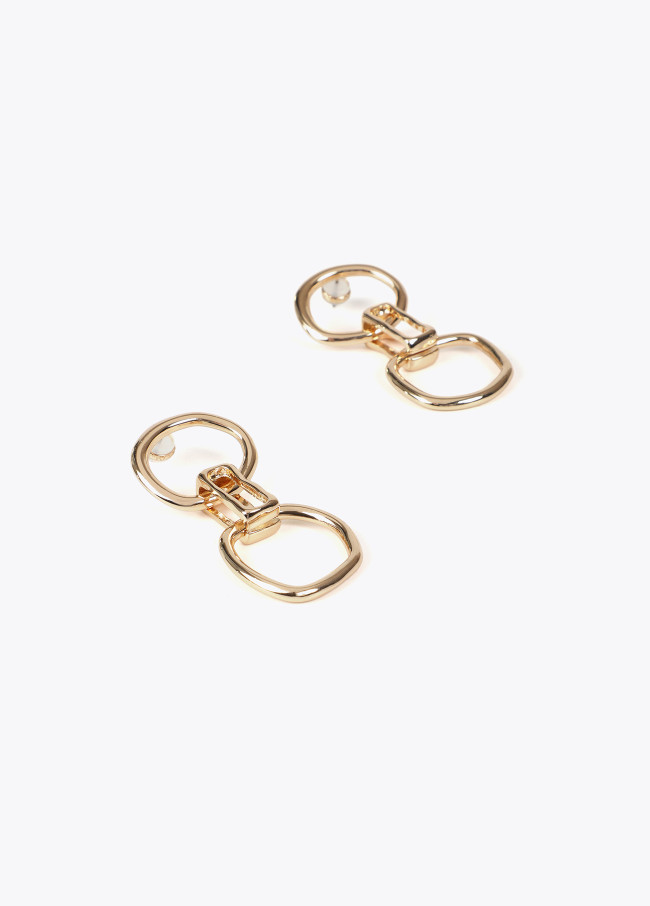 Rounded double chain link earrings