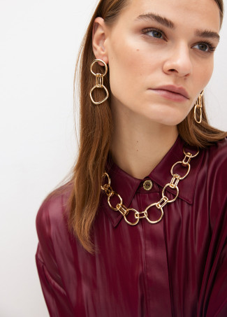 Rounded double chain link earrings