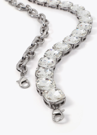 Pack of double short rhinestone and chain necklaces
