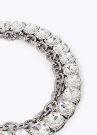 Pack of double short rhinestone and chain necklaces