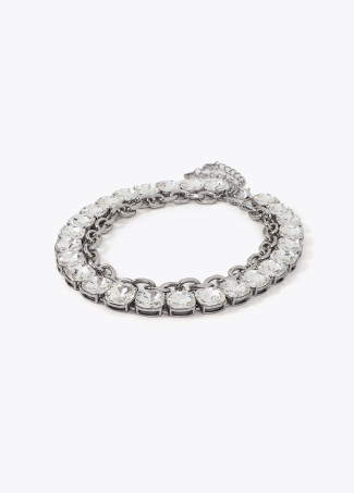 Pack of double short rhinestone and chain necklaces