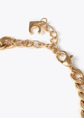 Bib necklace with metal fringing