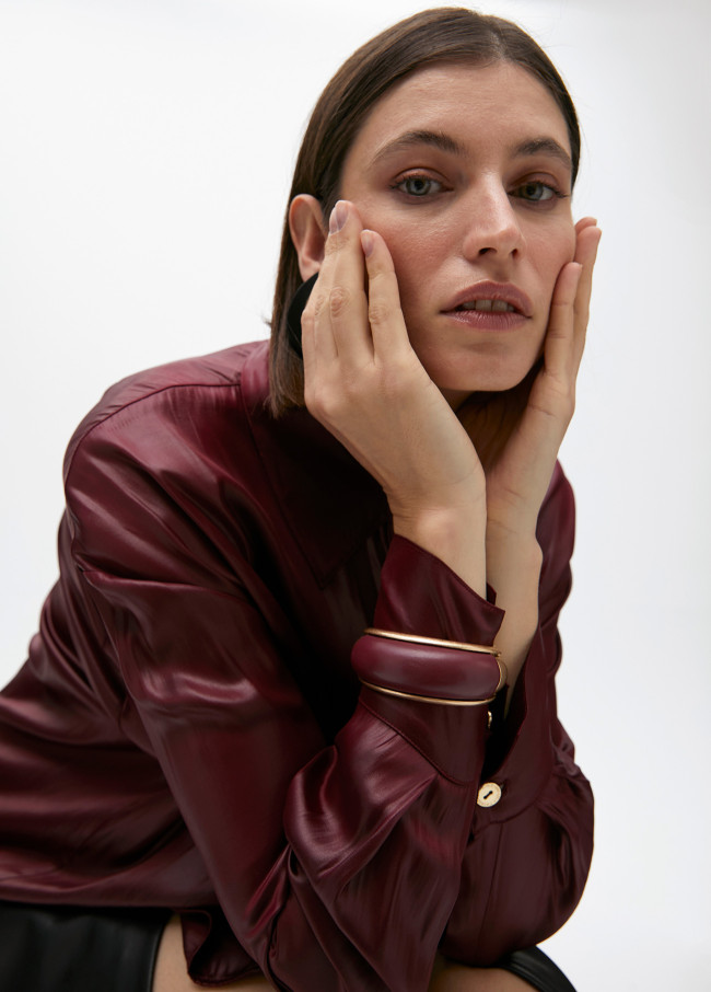 Contrast faux leather bracelet