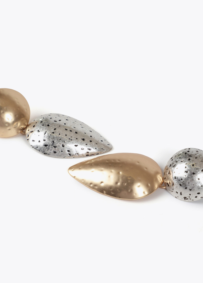 Contrast two-tone teardrop earrings