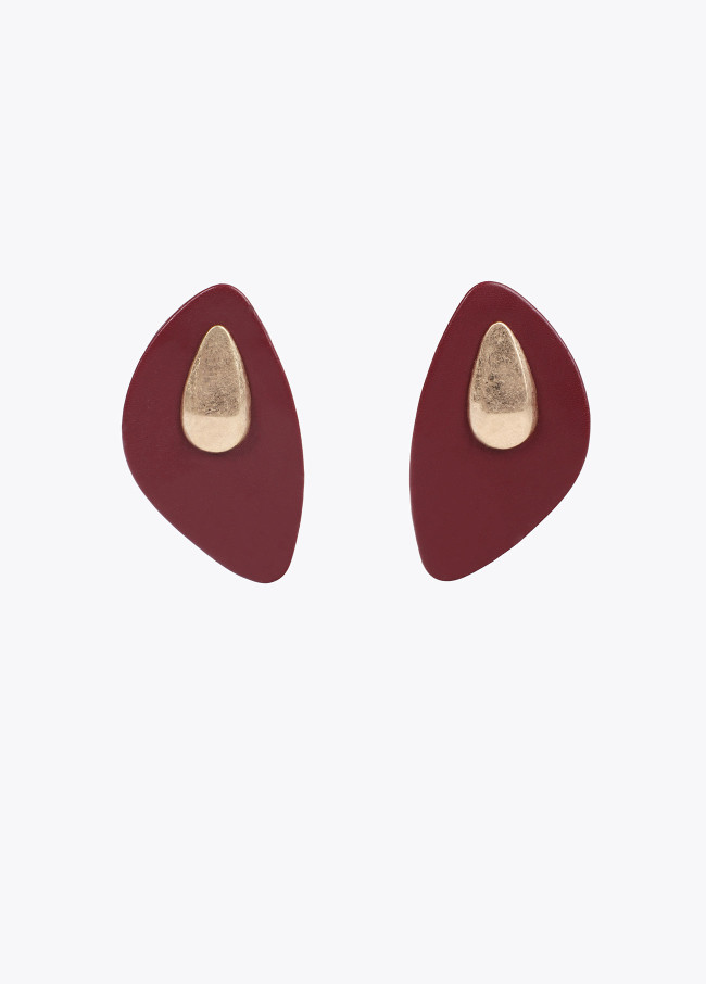 Pendientes grandes efecto piel pieza metalica