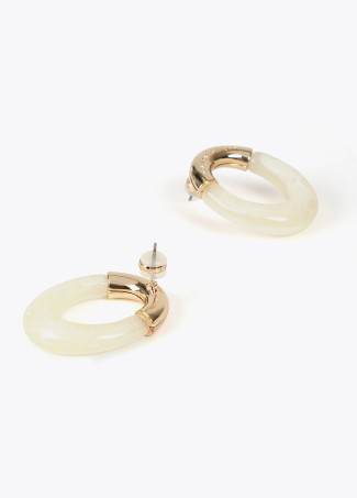 Pendientes óvalo combinado metal y acrílico