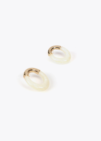 Contrast metal and acrylic oval earrings