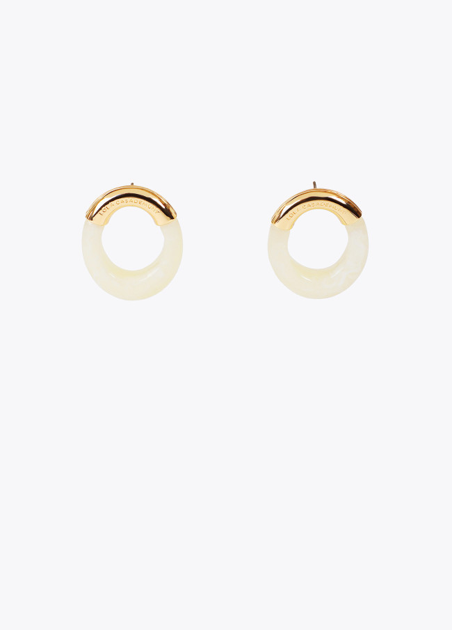 Pendientes ovalo combinado metal y acrilico