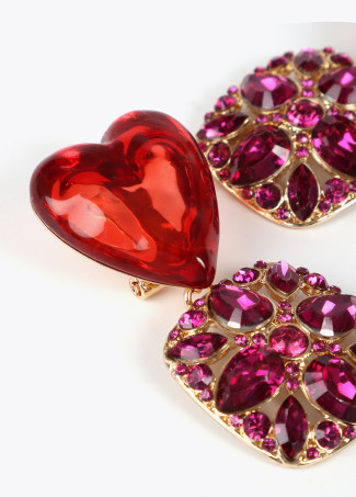 Rhinestone heart earrings