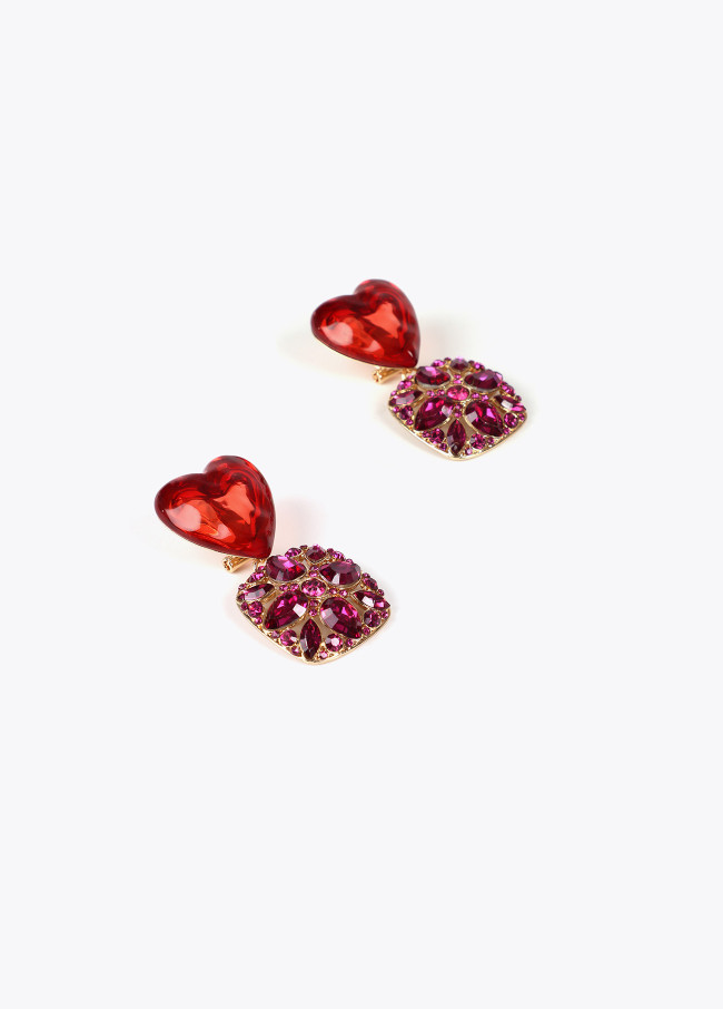 Rhinestone heart earrings