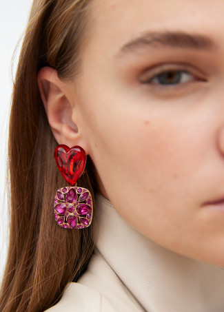 Rhinestone heart earrings