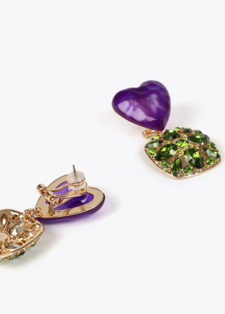 Rhinestone heart earrings