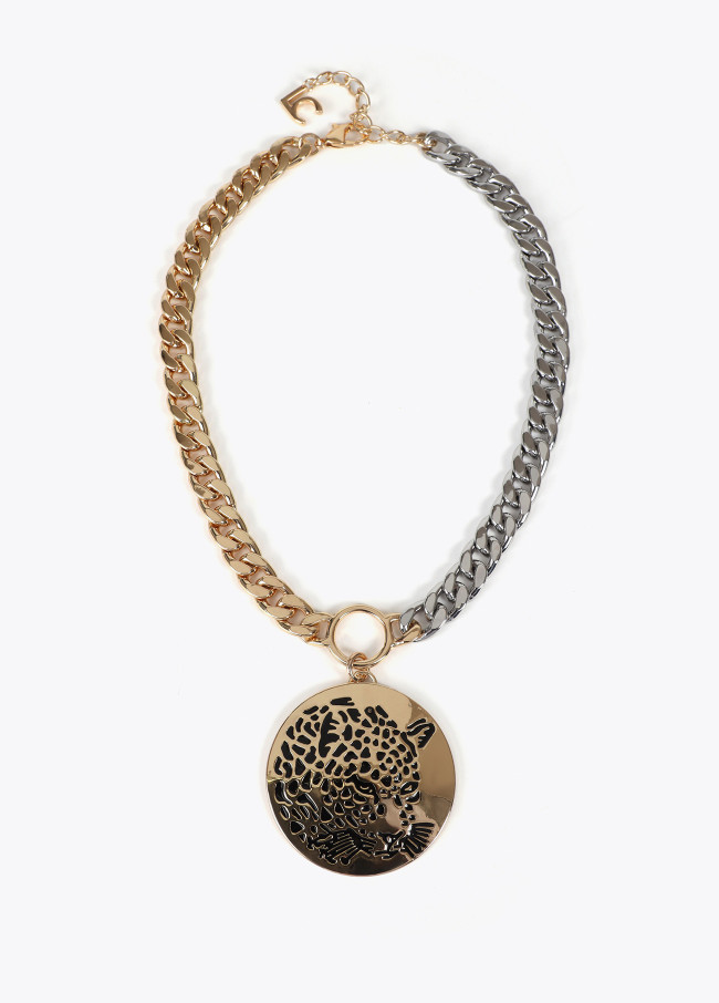 Collar cadena combinada con medallon joya cara...