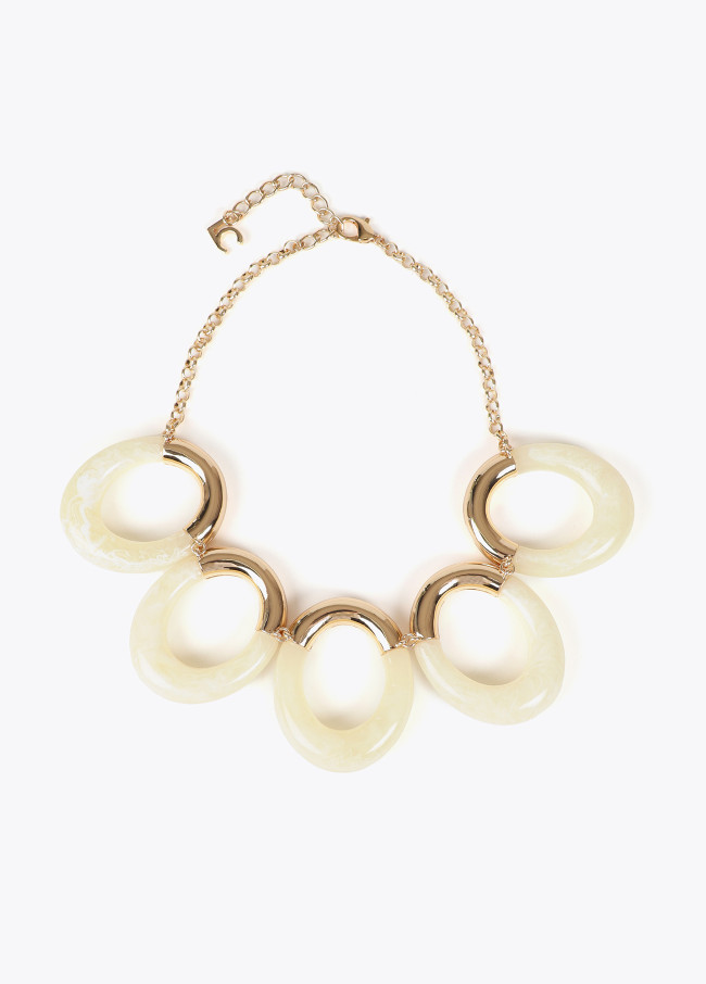 Contrast acrylic and metal oval necklace