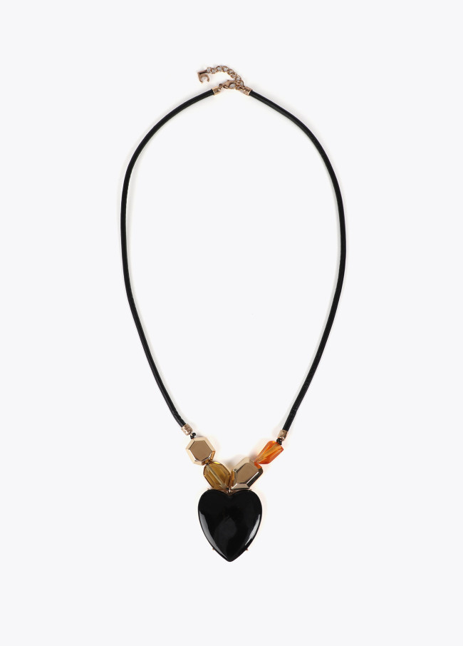 Collar cordon corazon efecto cristal