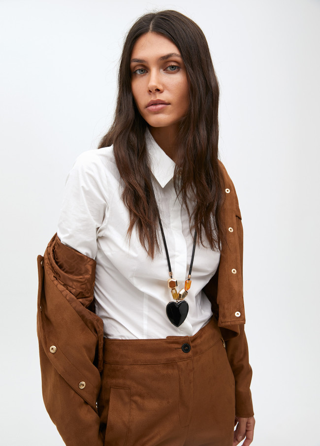 Crystal effect heart cord necklace