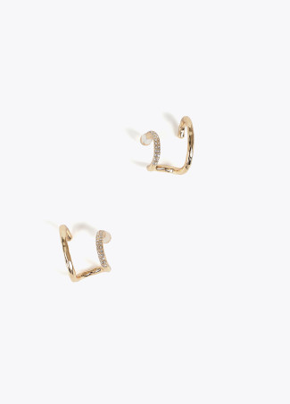 Contrast piercing effect rhinestone earrings