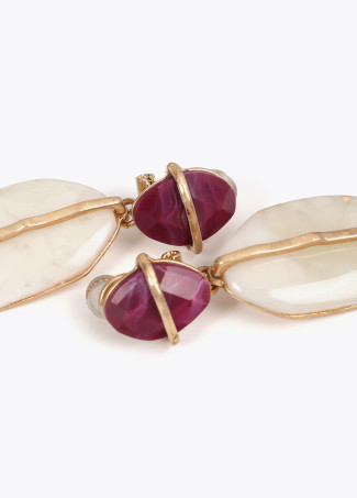 Double piece natural stone effect earrings