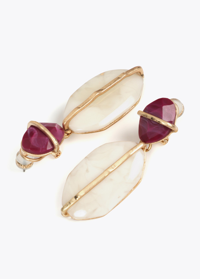 Double piece natural stone effect earrings