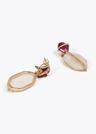 Double piece natural stone effect earrings