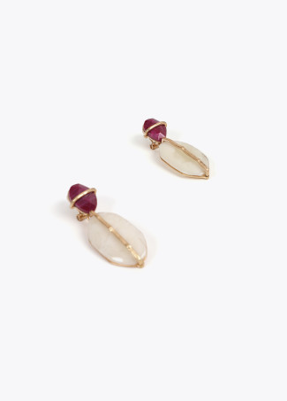 Double piece natural stone effect earrings