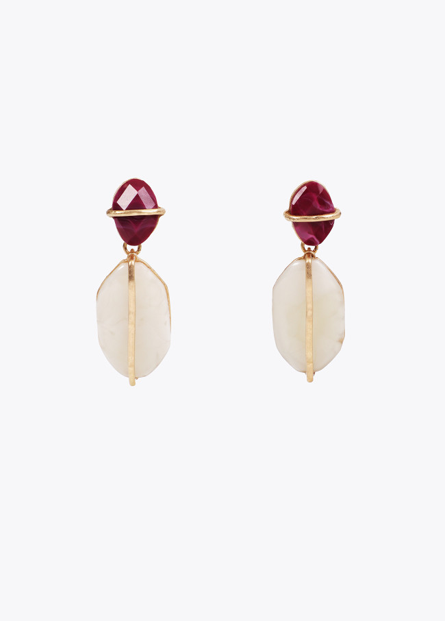 Pendientes doble pieza efecto piedra natural