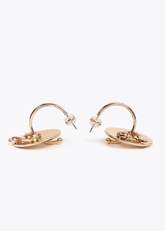 Movable hoop earrings with infinity heart